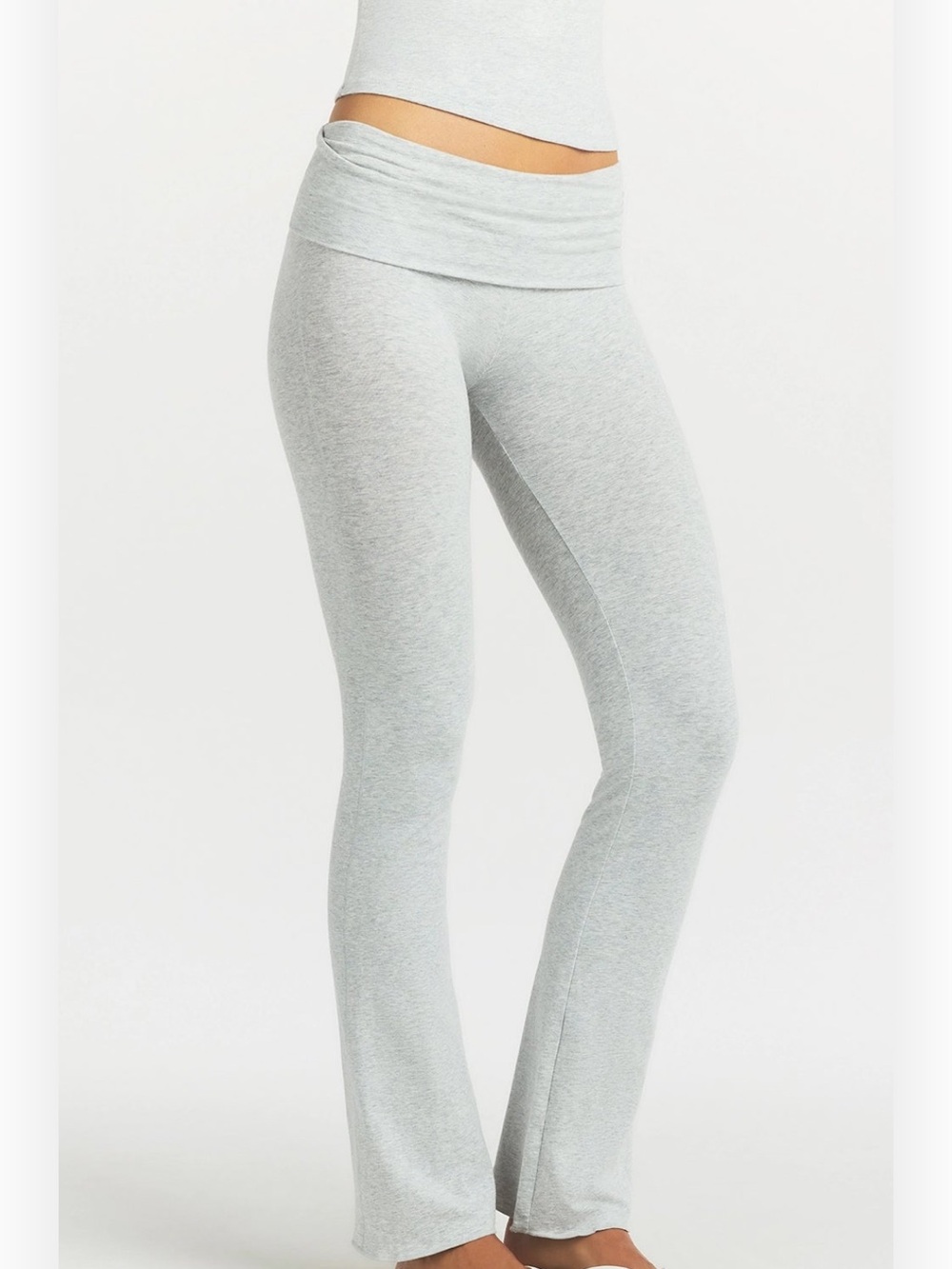SKIMS Fold-Over Waist Cotton Lounge Pants in Oatmeal